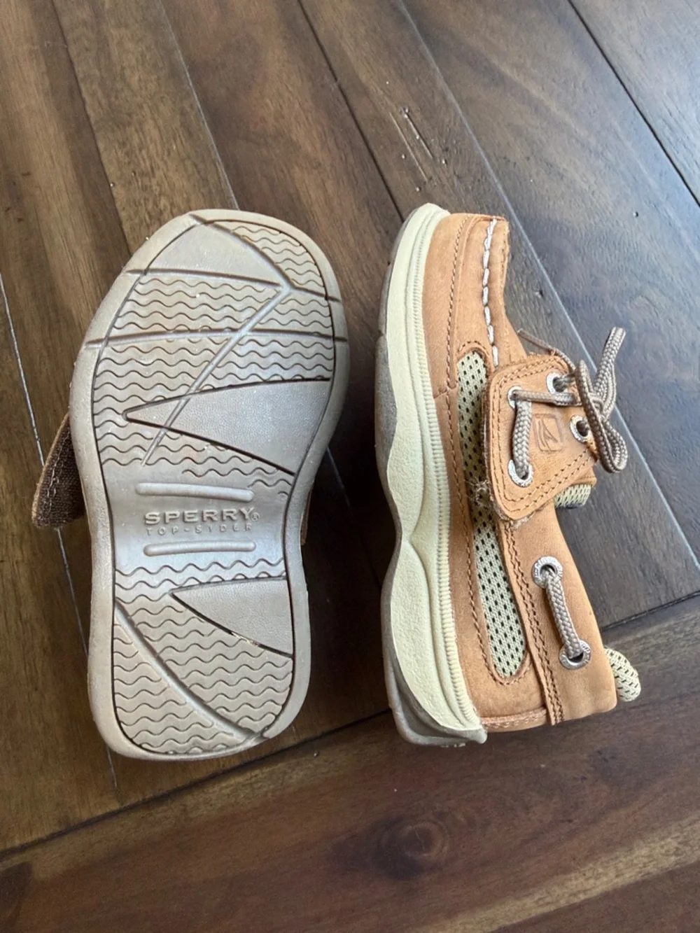Sperry Kids Tan/Brown Moccasin Boat Shoes